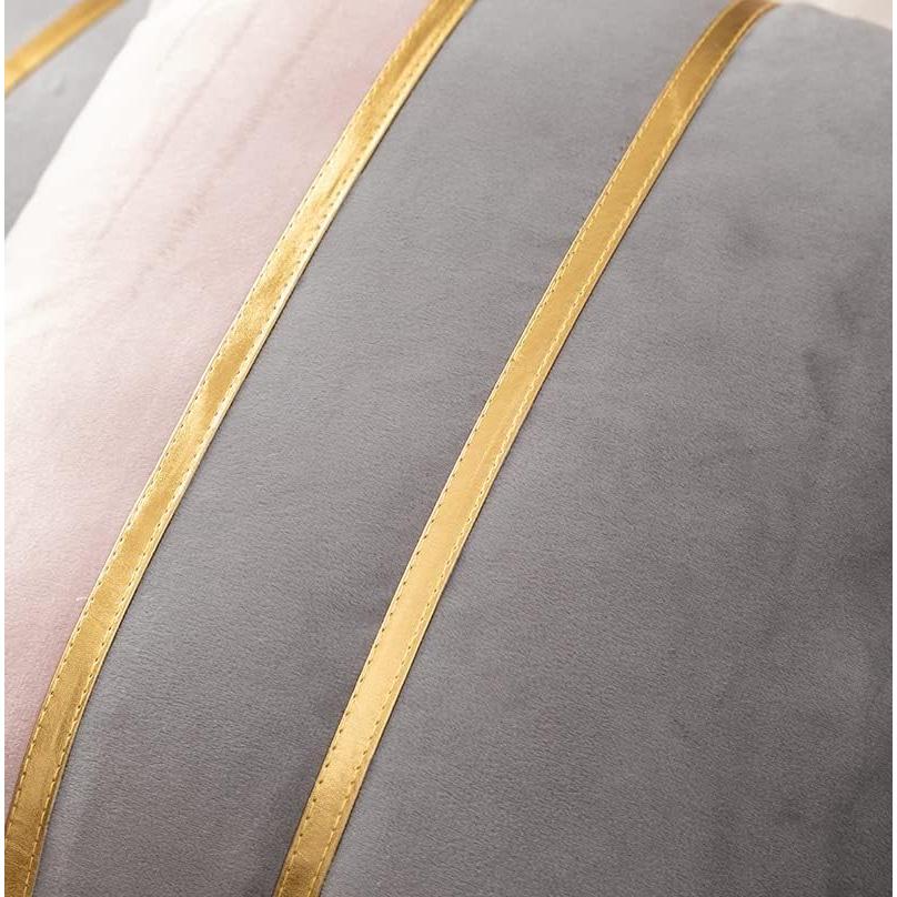 Cushion Cover 45x45cm Scandinavian Set of 2 Stylish Cute Soft Velvet Decorative Gold Synthetic Leather Simple Zipper Interior Home Decor Car Room