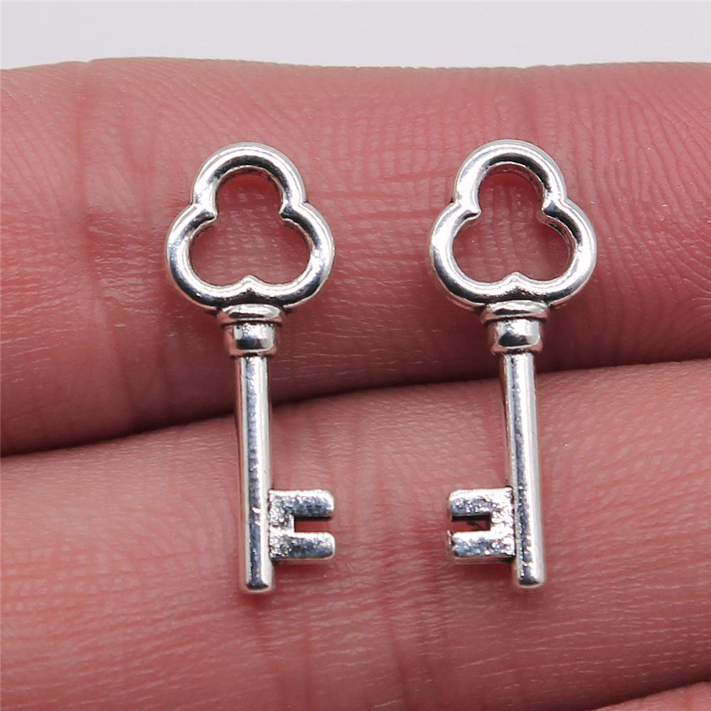 10pcs Antique Silver Color Vintage Key Charm Pendants Jewelry Accessories Retro Key Charms For Jewelry Making DIY
