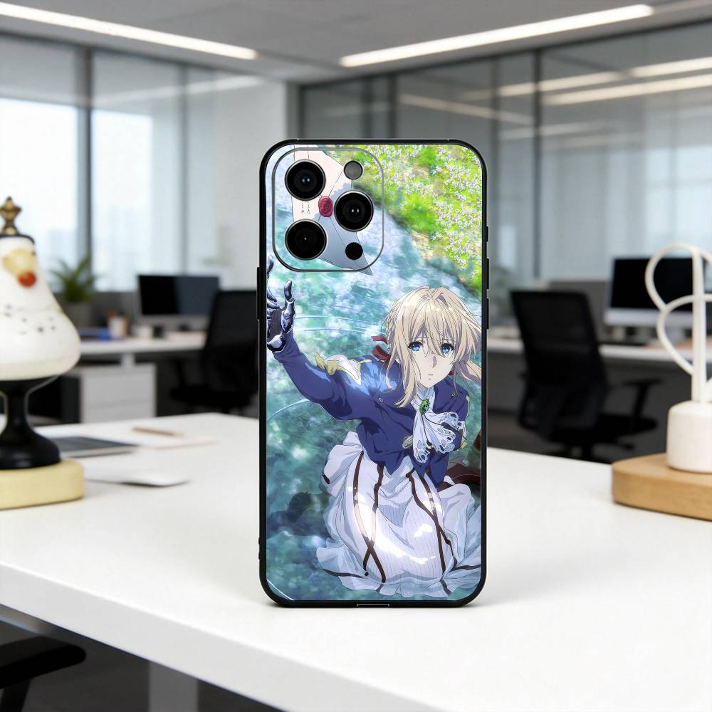 Cute V-Violet E-Evergaden-VE-es Phone Case For iPhone 17,16,15,14,13,12,11 Plus,Pro Max,XS,Soft Silicone Black Cover