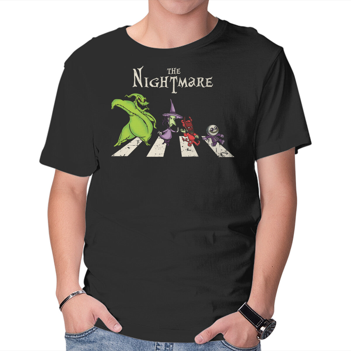 Unisex Crew Neck T-Shirt Nightmare s Road Graphic Short Sleeve Casual Tee L