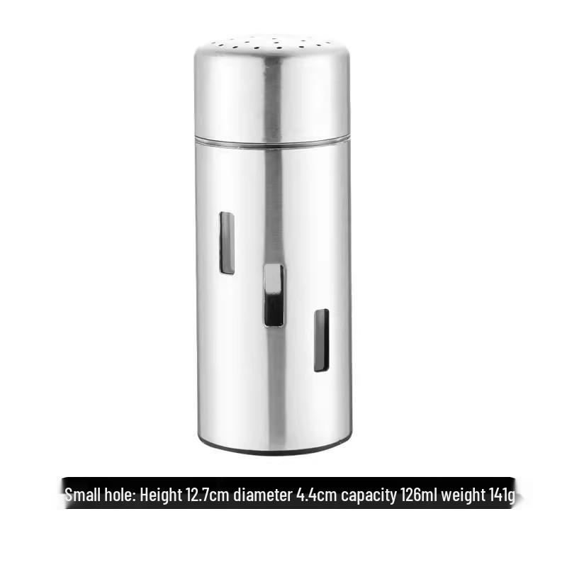 Stainless Steel Seasoning & Spice Shaker Set - Pepper, Chili Powder, Cumin, Toothpick Holder Included