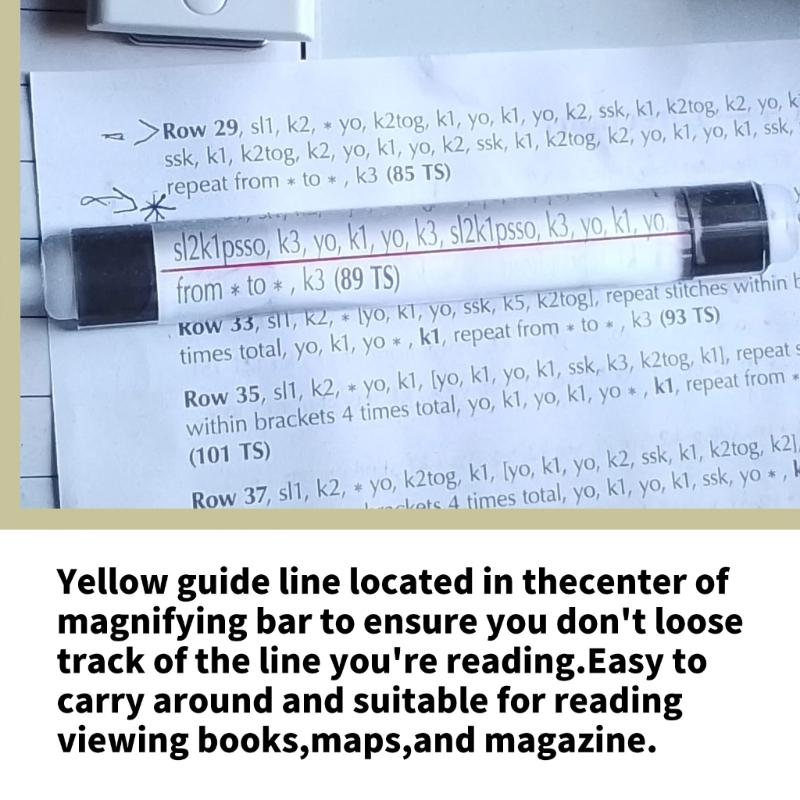 Ergonomic Sliding Scale Magnifier with Lens & Not Slip Grip Crafting Ruler Tool for Knitting & Detailed Handicrafts