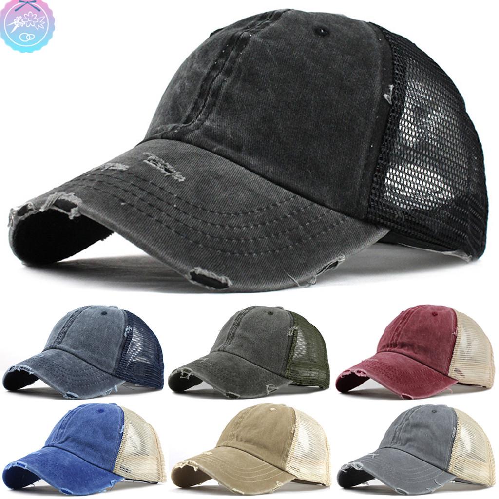 URIBAKY Ponytail Messy Buns Trucker Plain Baseball Visor Cap Unisex Hat