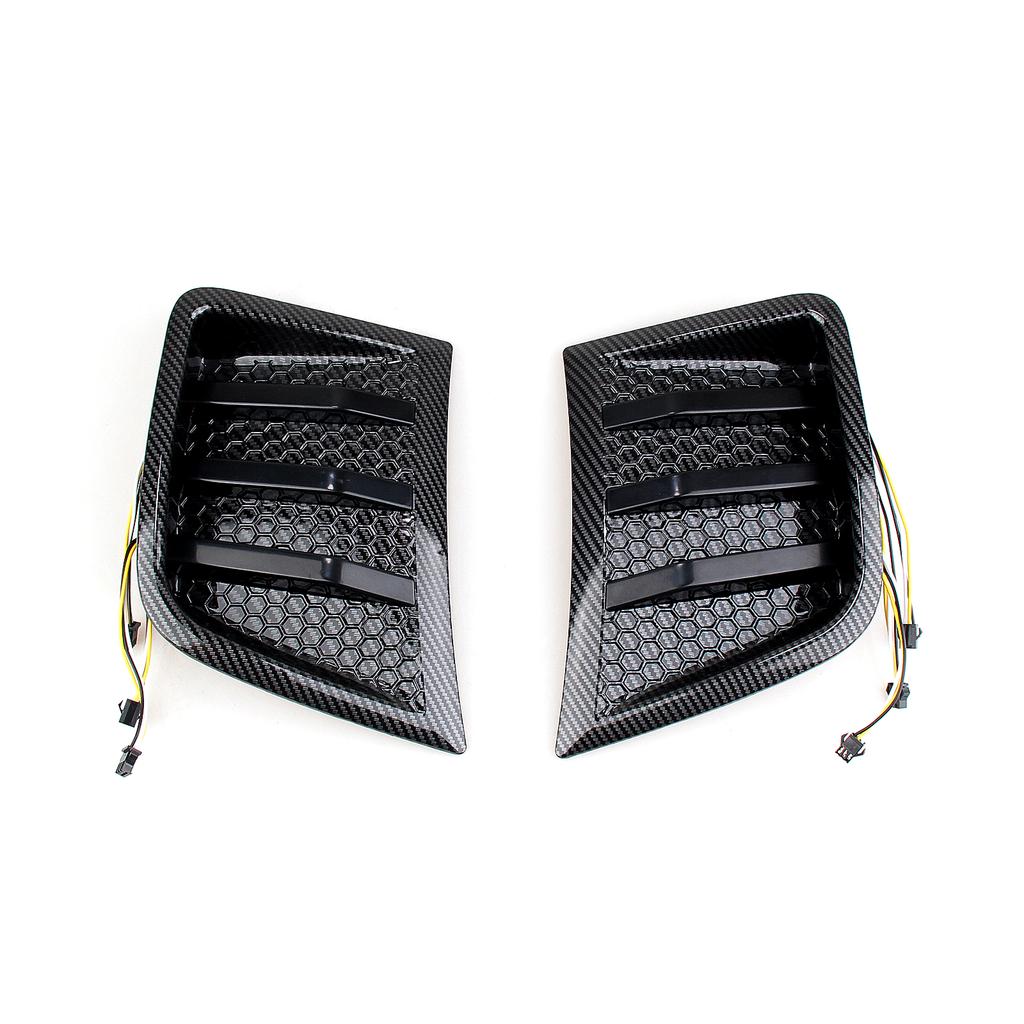 For Subaru STI WRX GRB Wagon 10th Impreza 2008-2014 Front Bumper Side Fender Air Vent Intake Frame Cover With LED Light Lamp
