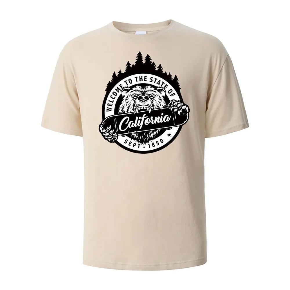 Herren Bedrucktes T-Shirt Kalifornien 100% Baumwolle Oberteile Für Herren Damen Sommer Atmungsaktiv Kurzärmelig Rundhals Basic T-Shirts Herren Kleidung