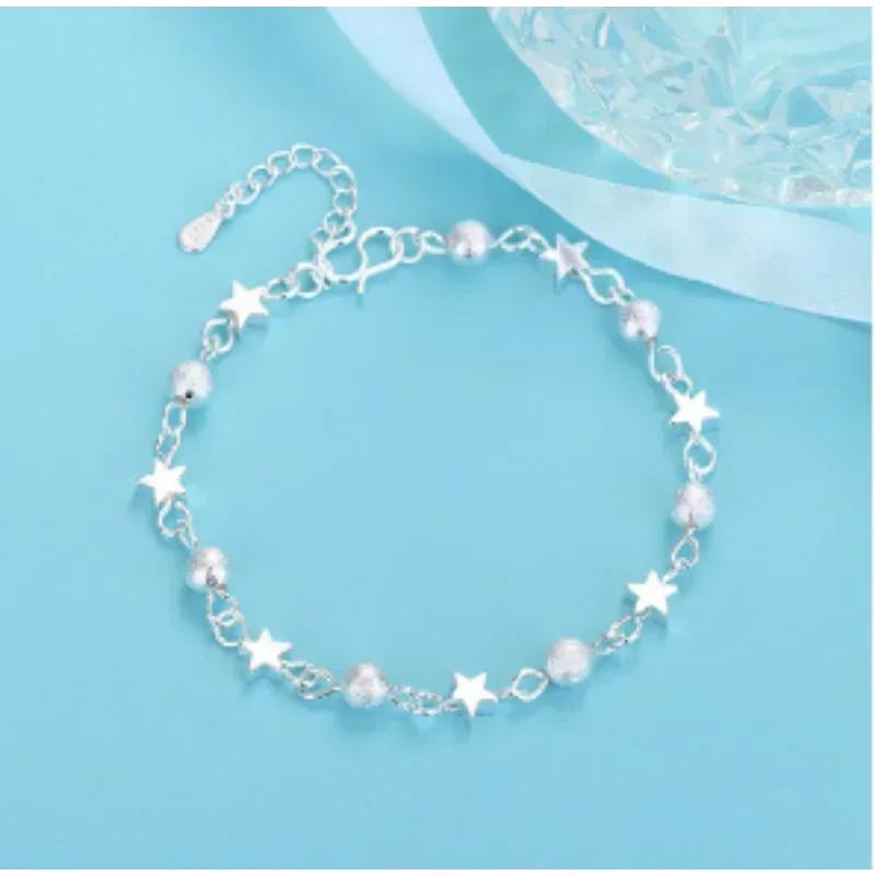925 Silver Double Layer Pearl Bracelet for Women Girl Design Bead Korean Jewelry Charm Bracelet
