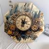 Steampunk  pattern, automatic folding umbrella, portable and foldable design, 8 ribs, a Christmas or birthday gift.