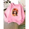 Kids Unisex Crewneck Sweatshirt, Sugar Skull Woman Orange Red Rose Watercolor Art Print Soft Long Sleeve Pullover For Boys Girls Over 4 Years Old