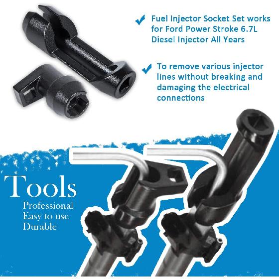 Fuel Injector Socket Set and Injector Removal Tool (3418) Fit for Ford Powerstroke Diesel 6.7L 2011-2018 F-250 F-350 F-450 F-550