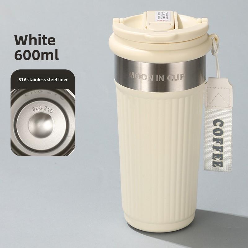 Modern Double Wall Insulated Coffee Mug With Straws For Home Office Use