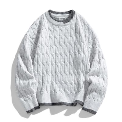 Neuer Herbst- und Winter-Rundhals-Pullover für Herren, einfarbig, locker gestrickt