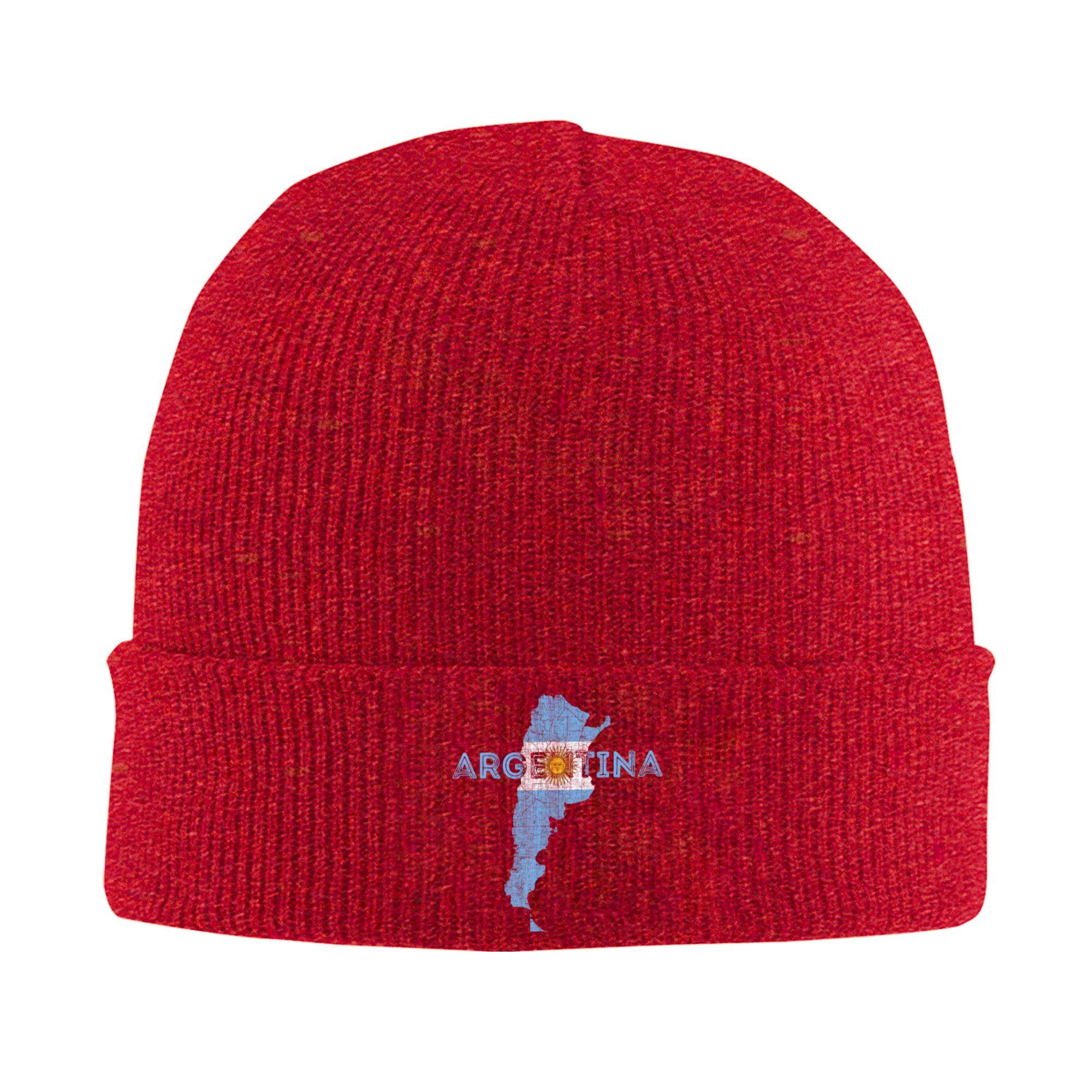 Argentinian Map and Flag Souvenir Argentina Knitted Caps Womens Unisexs Beanies Winter Hat Casual Caps One Size