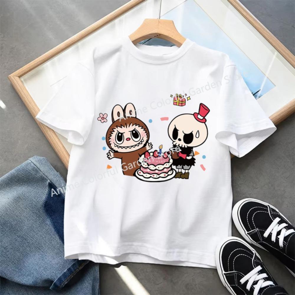 Kids 2-13Y+ T-shirts Children Cartoon Cute Short Sleeved Shirt Boys Girls Summer Travel Fashion Clothing Cotton White Kids Clothes