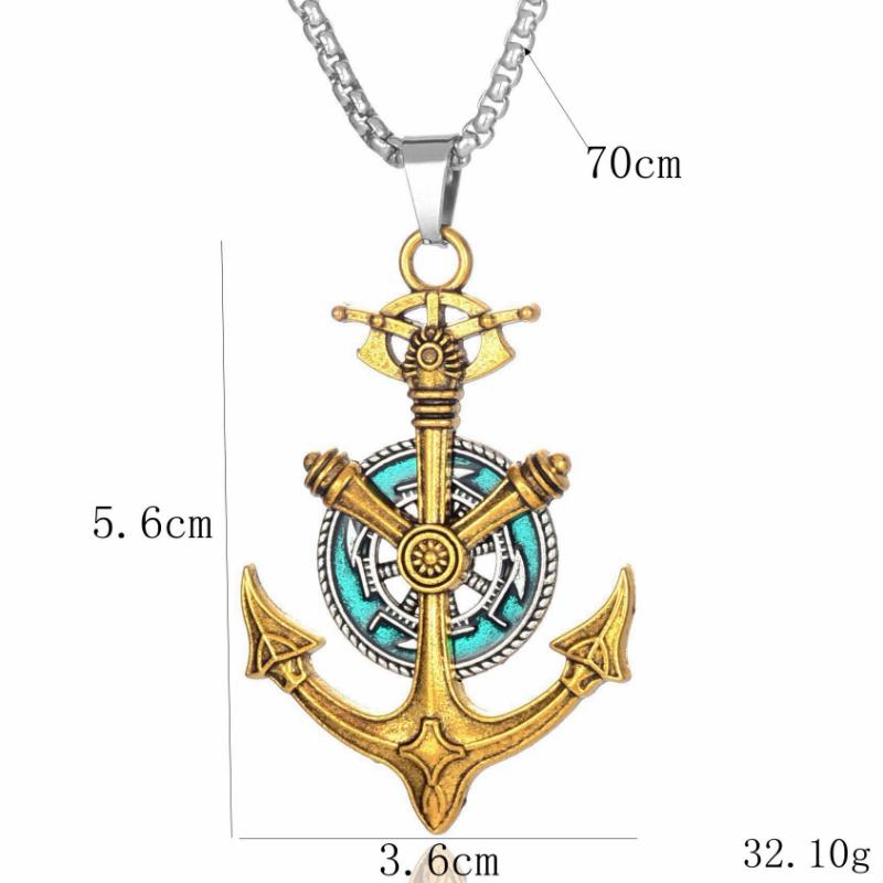Retro Medieval Boat Anchor Necklace Accessories Street Retro Style Hip-hop Street Necklace for Boys