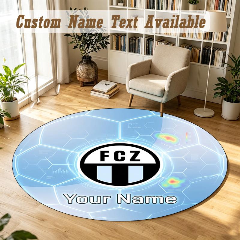Round Rug Custom NameFC Zürich Pattern Non Slip Carpet Home Floor Decor