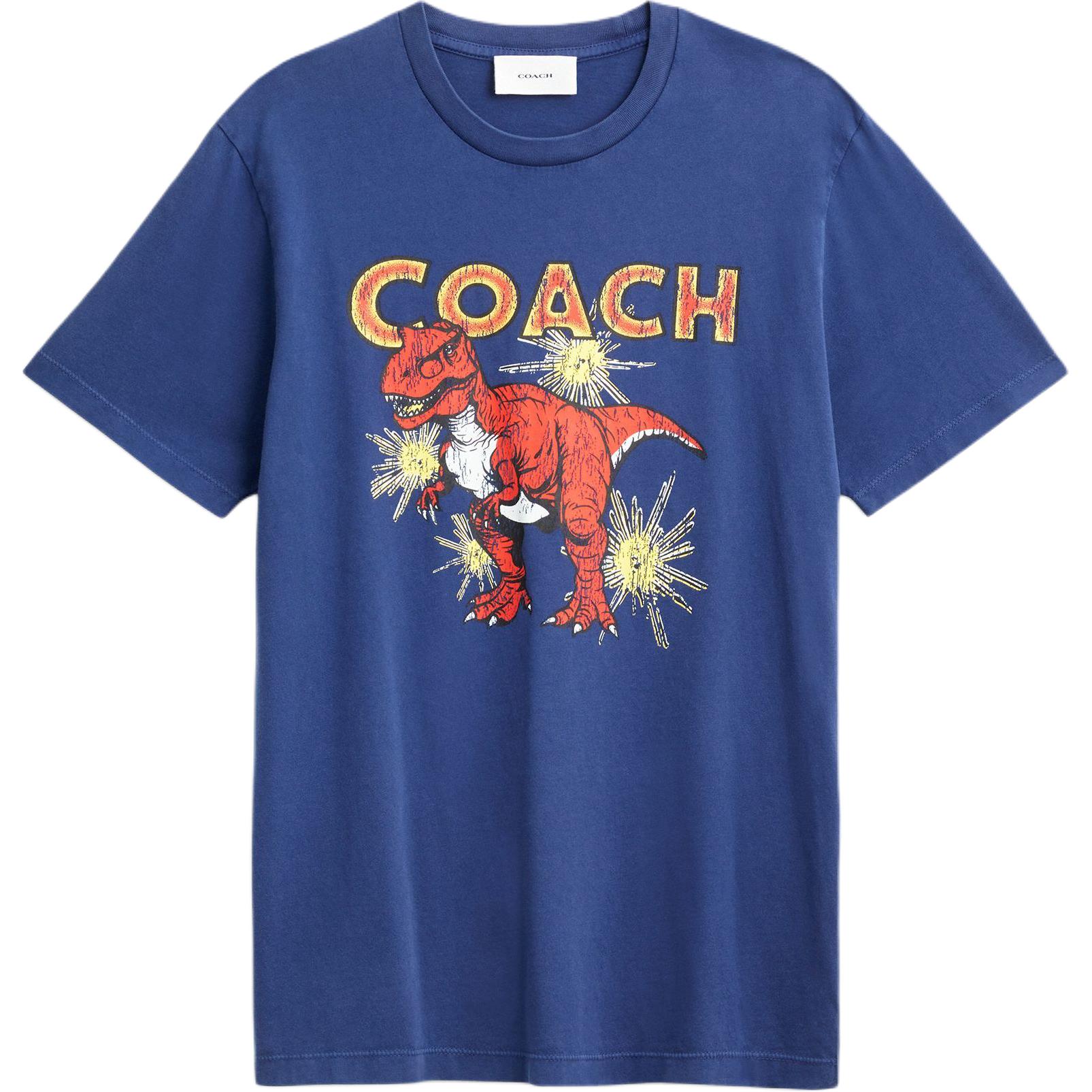 Coach FW25 Washed Cotton Dinosaur Print Crew Neck Short Sleeve T-Shirt Men Tops CCV60-P0R XXL 15700₽