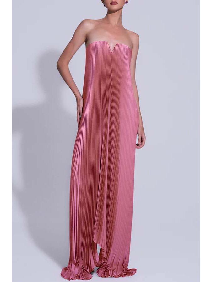 Damen trägerloses gefaltetes Kleid - Sehr weiter Saum Abendkleid Rock 8139
