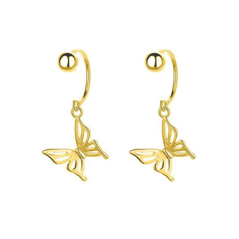 Hollow Butterfly Earrings Simple Personality Trendy Screw Buckle U-Shaped Earrings Girl Cute Smart Butterfly Dance Earbone Nails