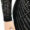 European Sexy Rhinestone See-through Mesh Deep V Party Dress for Women