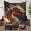 1pc Dragon Theme Fleece Blanket - Extra Large Soft & Breathable All-Season Bedspread/Throw - HD Digital Print Dragon Design in G