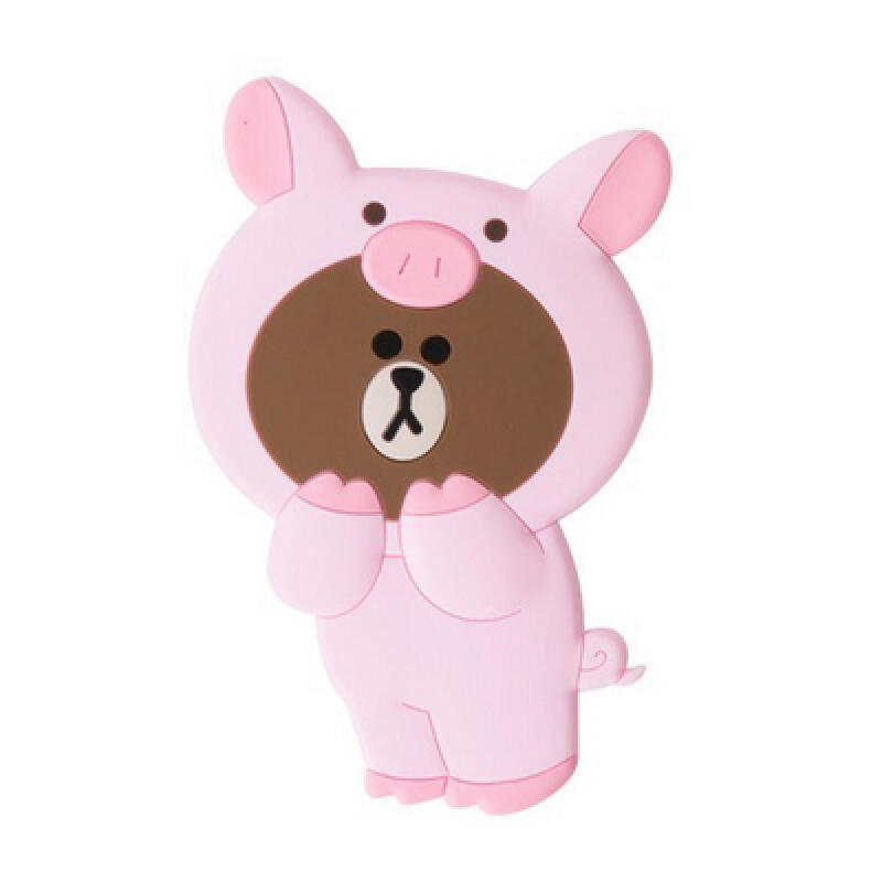 Line Friends Silicone Hand Mirror - Piggy Brown