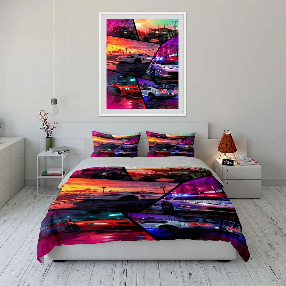 Sports Cars and Cityscapes. Bedding Sets Duvet Cover Sets Duvet Covers Pillowcases(1 * Duvet Cover 2 * Pillowcases Without Duvet Insert)