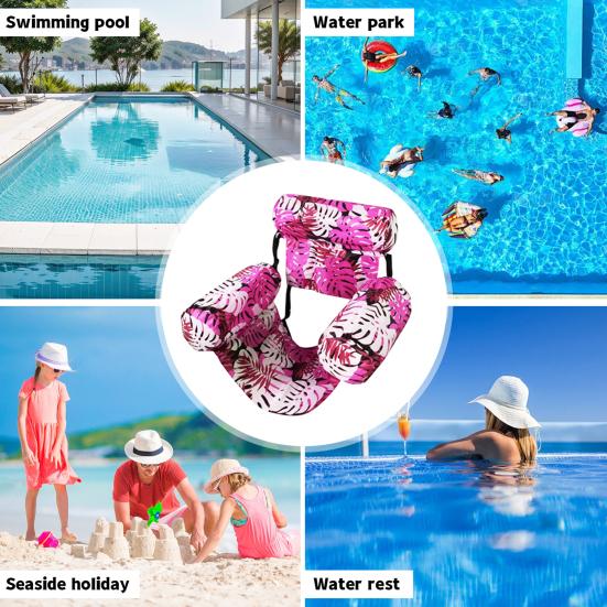 Inflatable Pool Floats for Adult Heavy Duty Pool Lounge Chairs Tropical Plants Pattern Water Floating Hammock for Summer Pool Beach Lake