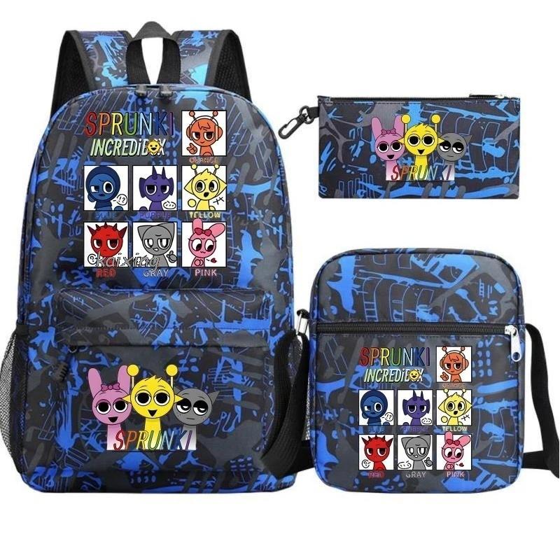 Anime Cartoon Backpack Sprunki Large Capacity Primary School Student Schoolbag Satchel Pencil Case