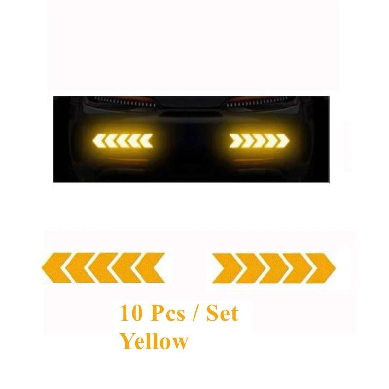 4/20pcs Car Reflective Arrow Sticker Safety Warning Sticker for Car Bumper Trunk Reflector Hazard Tape Car Styling Luminous Film