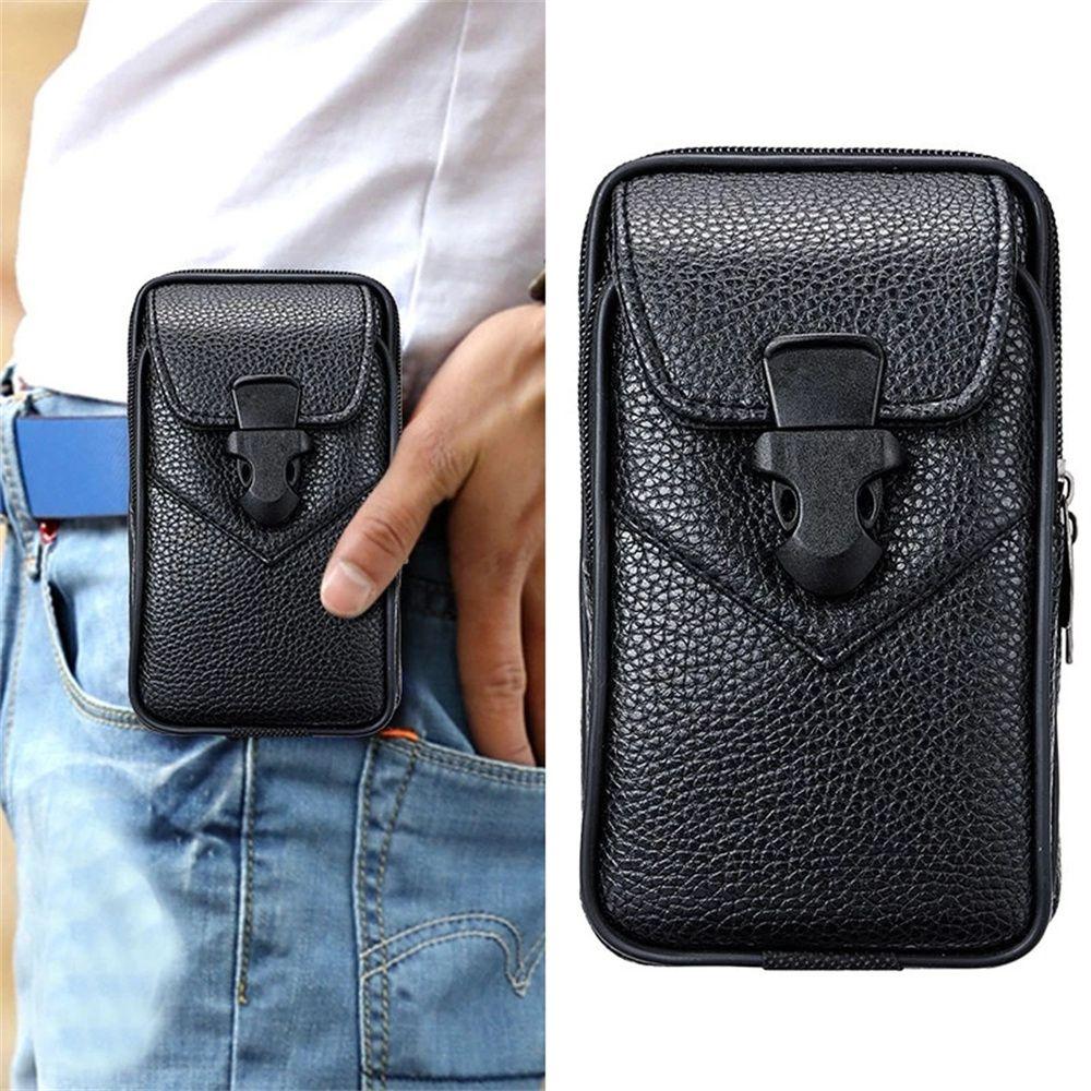 Bag Black Business Style Men Phone Wallet Case Phone Waist Bag Mobile Phone Bag Belt Leather Pouch
