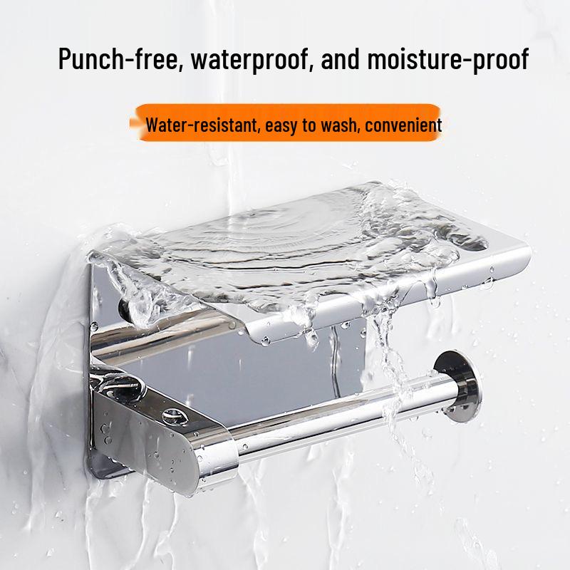 No-Drill Stainless Steel Hotel Toilet Paper Holder 304