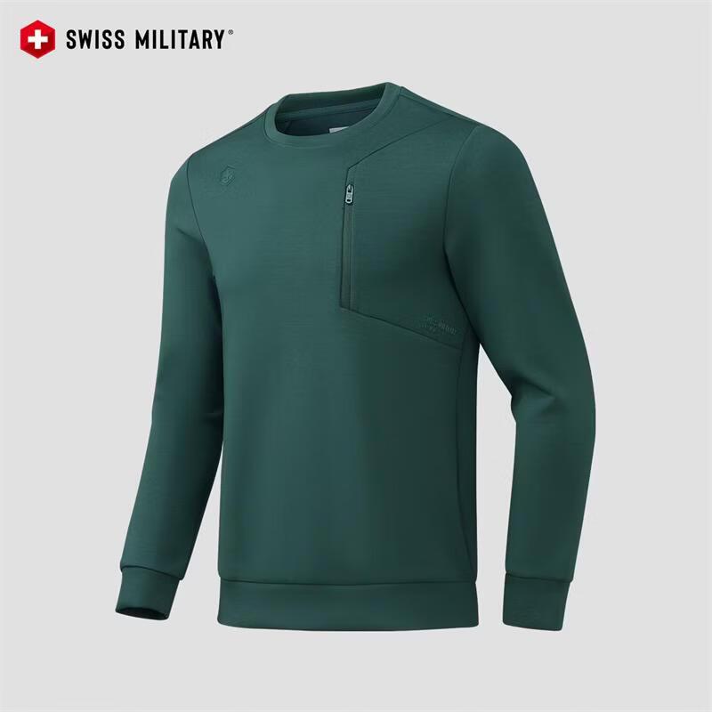 SWISS MILITARY Men s Long Sleeve Crew Neck Sweatshirt L темно-зеленого