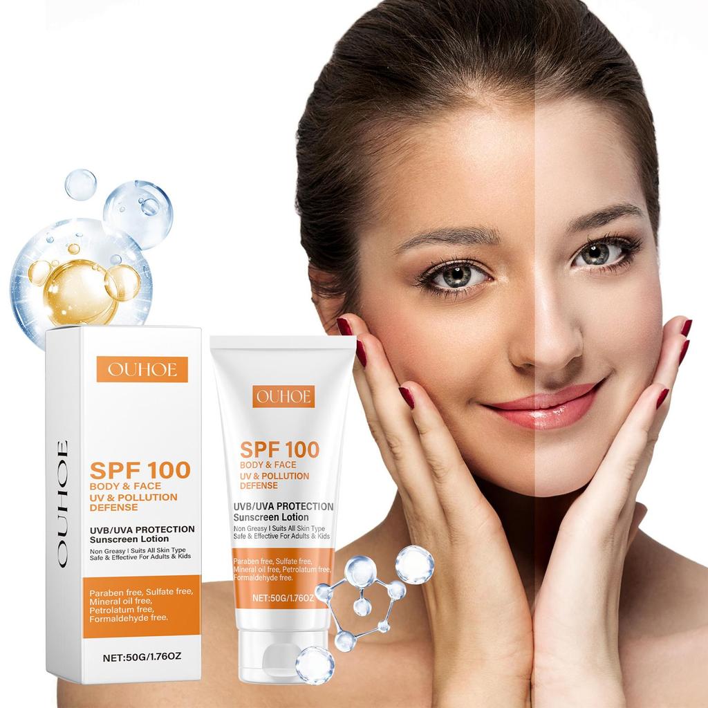 50g Sonnenschutz SPF100 Aufhellende Sonnencreme für Gesicht Körper Ölkontrolle Bleaching Gesichtsfeuchtigkeitscreme Sonnenblock Hautschützende Creme