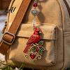 Christmas Themed Bag Tag Keychain with Blessing Greeting Card Vintage Metal Tree Pendant Charm Pendant Holiday Accessory Meaningful Gift