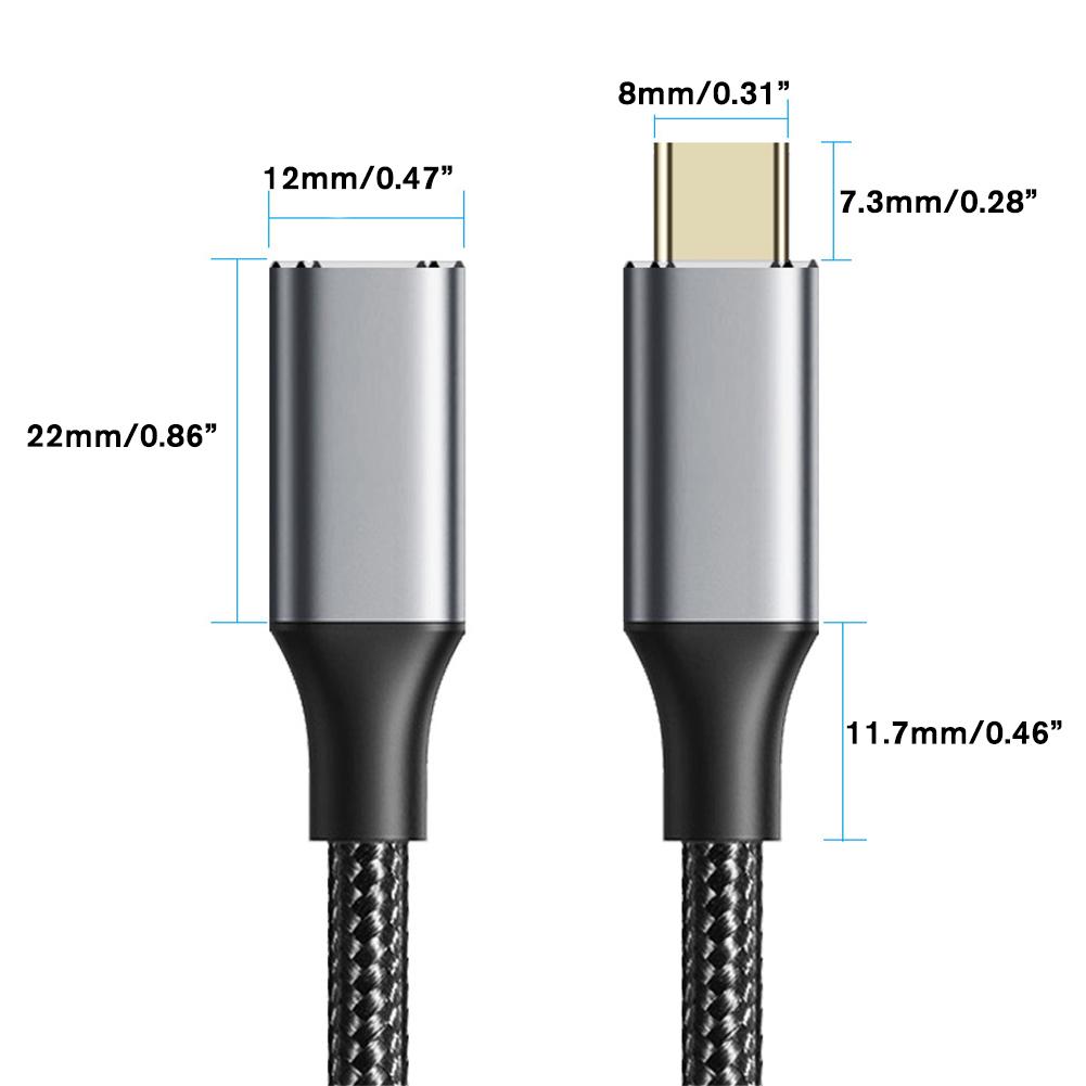Type-c Male To Female Extension Cable Data Cable 100W Charging S Fast And Charging Resistance Data Breaking To Stab Z8G5