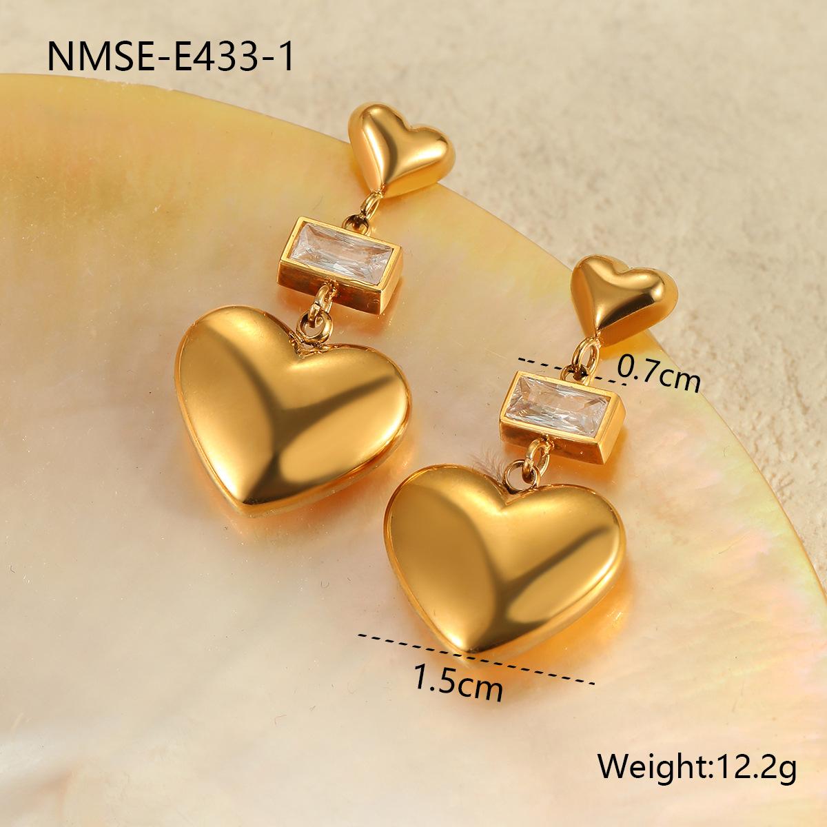 GEMCHIC Women s Double Heart Drop Earrings with Crystal Accent Gold Plated Stainless Steel Fashion Jewelry 18K