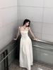 French Suspender Dress Women's Summer Waist and Thin Knee Long Dress Niche Design Sense Floral A-shaped Skirt Tide