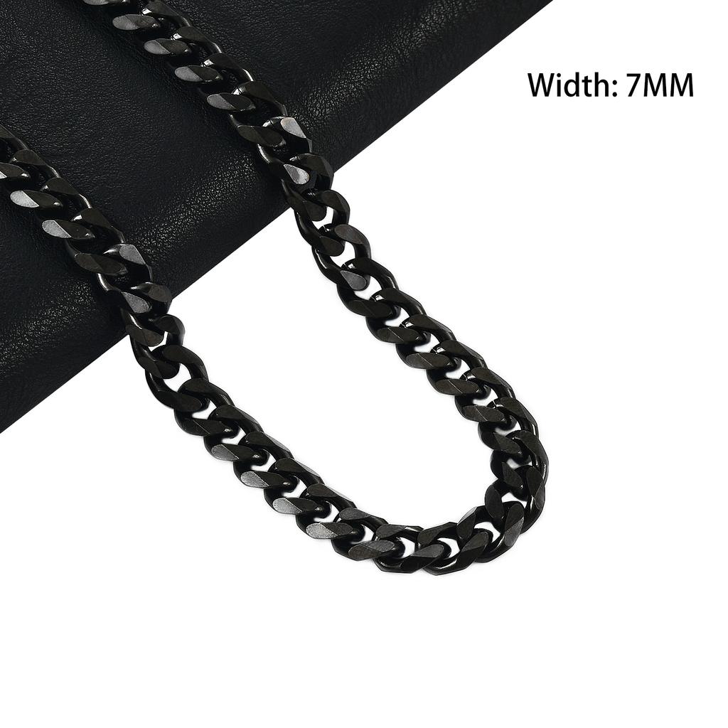3.5/5/6/7/8mm Punk Stainless Steel Neck Chain Cuban Necklaces for Men Women Black Plated Link Metal Accessories Jewelry