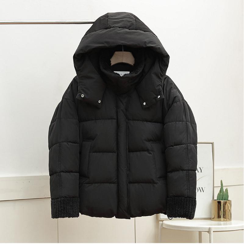 Splicing Cotton Clothes Women's Short Cuffs Splicing Lamb Wool Splicing 2025 New Winter Jacket