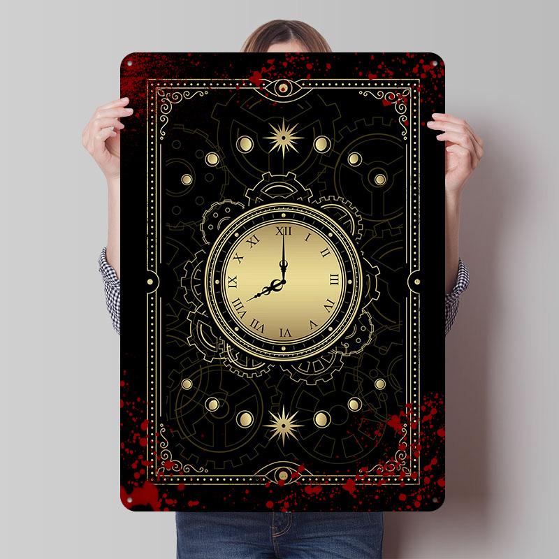 Watch in Gold Color Printed Poster Customized Wall Art Retro Vintage Metal Tin Signs for Room Office Decor Decoration Gaming