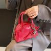 Red Festive Shell Bag For Women Stylish And Versatile Shoulder Bag With Oil Leather 2024 Spring Fashion