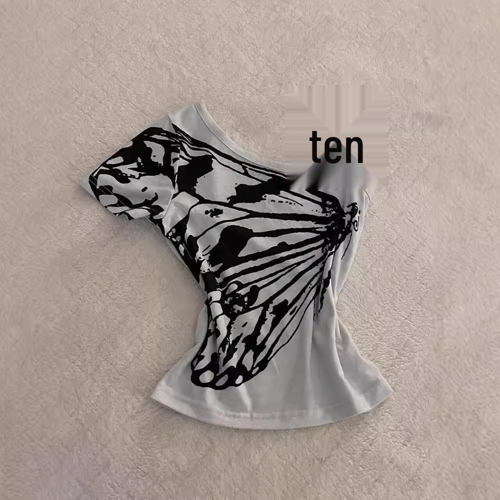 Camiseta de Mujer Americana Picante de Hombros Descubiertos y Manga Corta - Colección Verano 2024, Elegante Diseño Ajustado a la Cintura