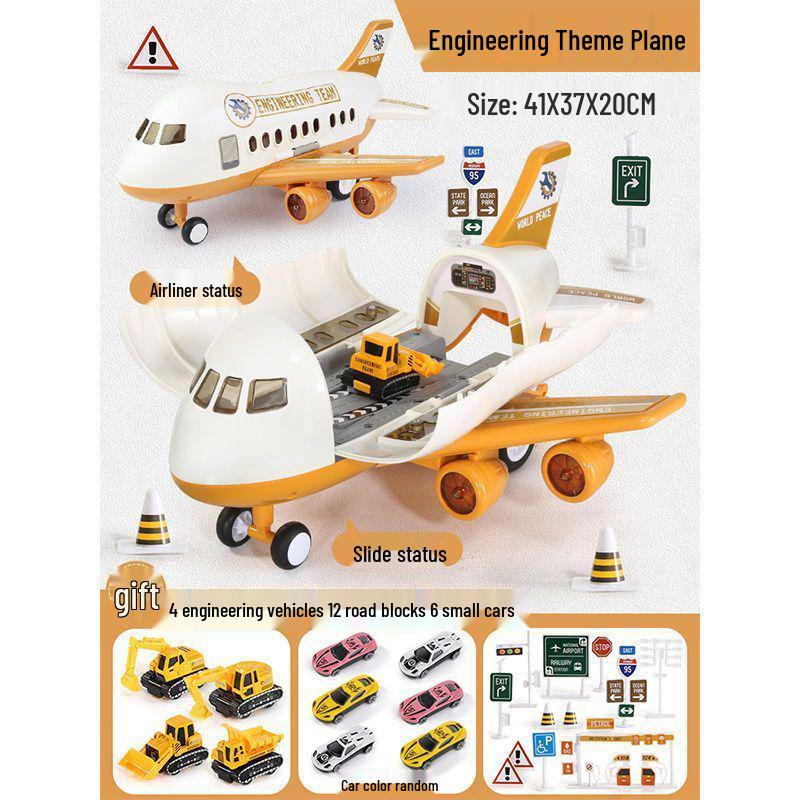 Extra Large Transforming Airplane Toy with Music and Storage Features for Kids