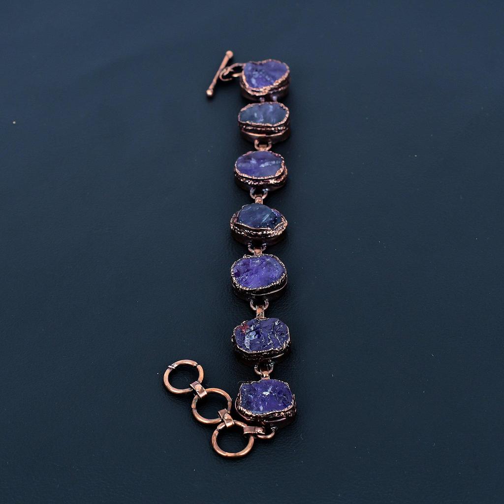 Amethyst Bracelet, Gemstone Copper Electroformed Jewelry Bracelet, Handmade Jewelry, For Anniversary Gift
