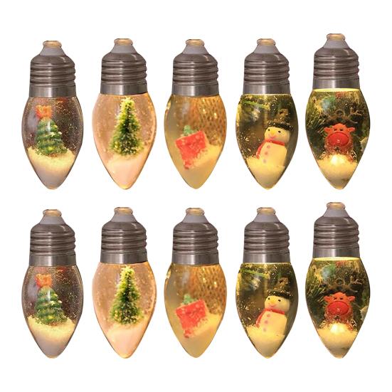 Christmas Snow Ball String Lights Vintage 10/20 LED Bulbs String Light with Snow Scene for Home Patio Fireplace Xmas Tree Decor