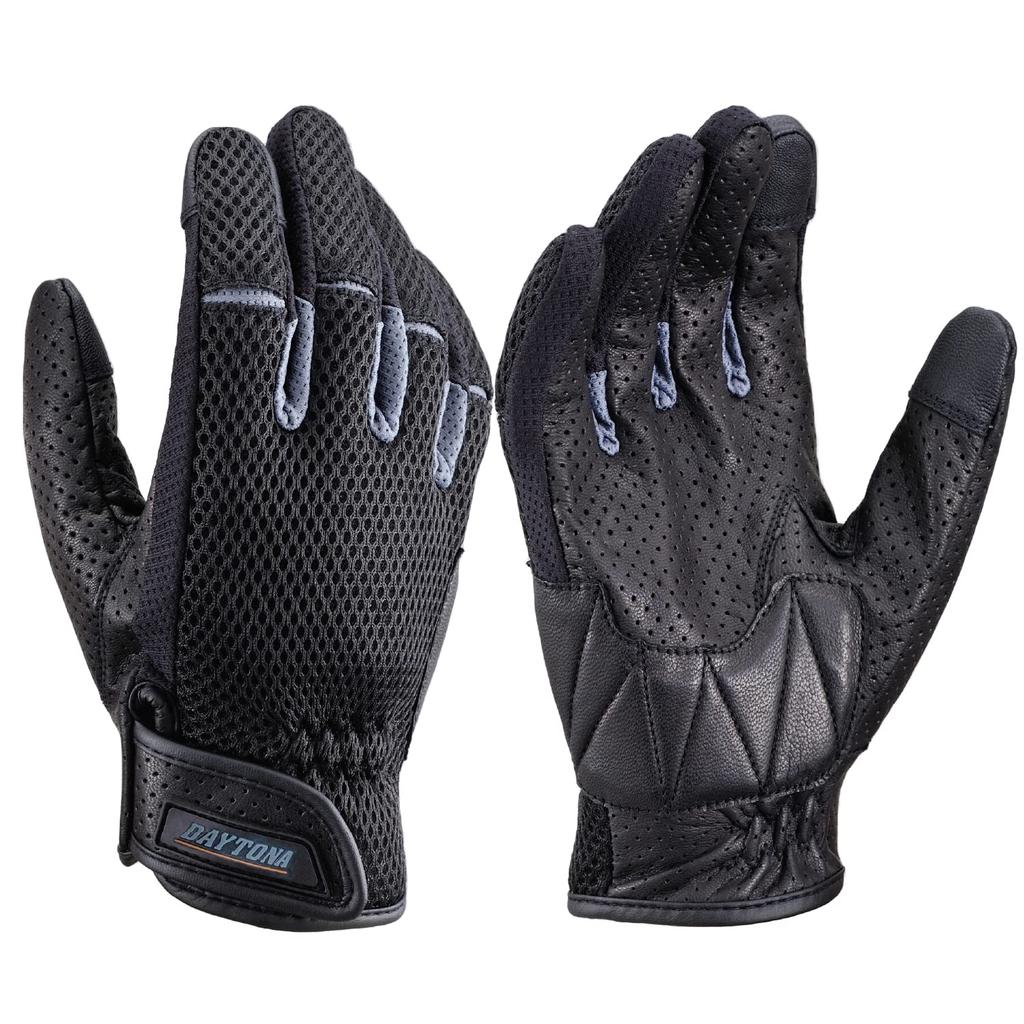 Daytona Motorcycle Gloves, Spring and Summer, Genuine Leather Palm (Goat Leather), Smartphone Compatible, Full
