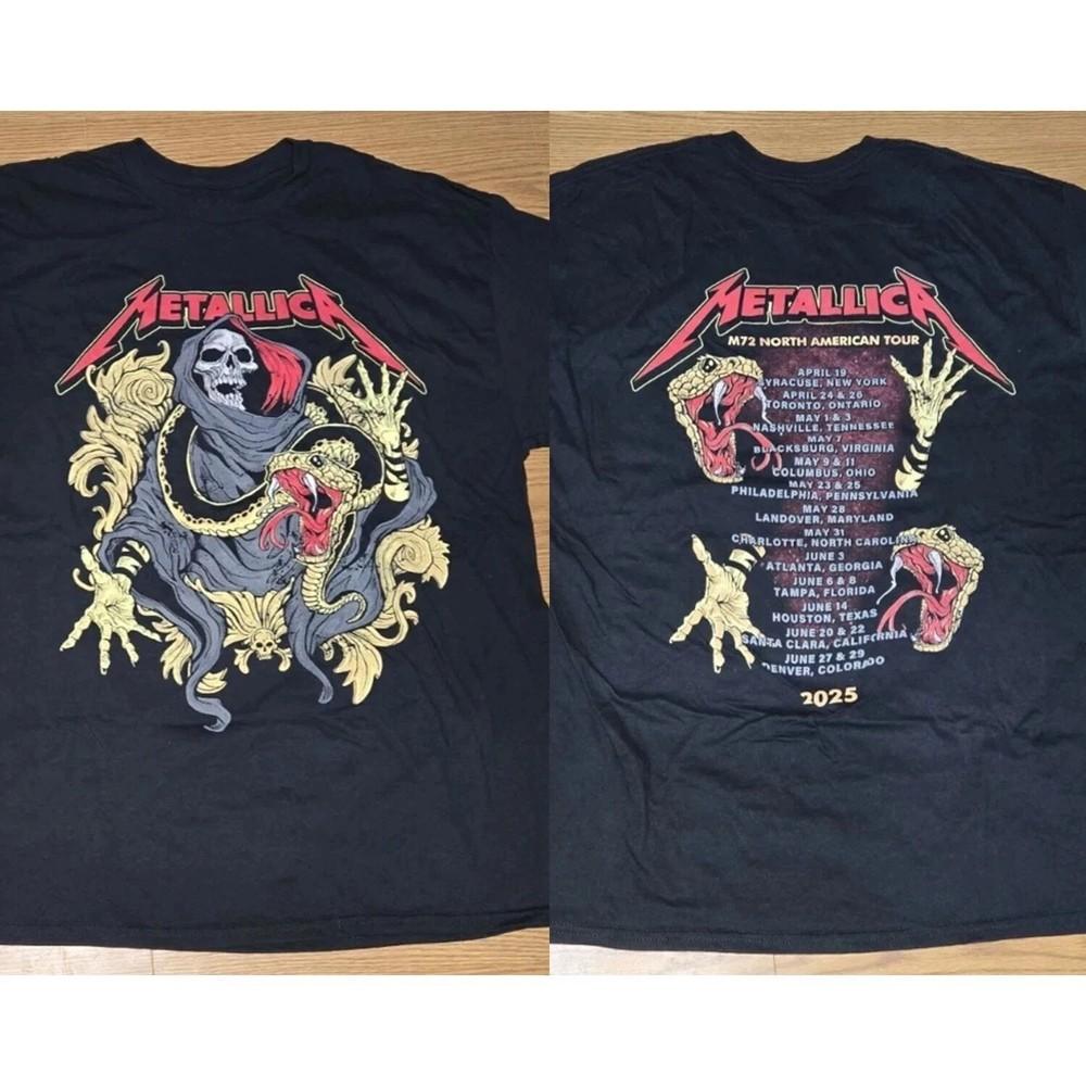 Metallica 2025 M72 Североамериканский тур Футболка Репринт Концертная Футболка S-4XL Унисекс Футболка S