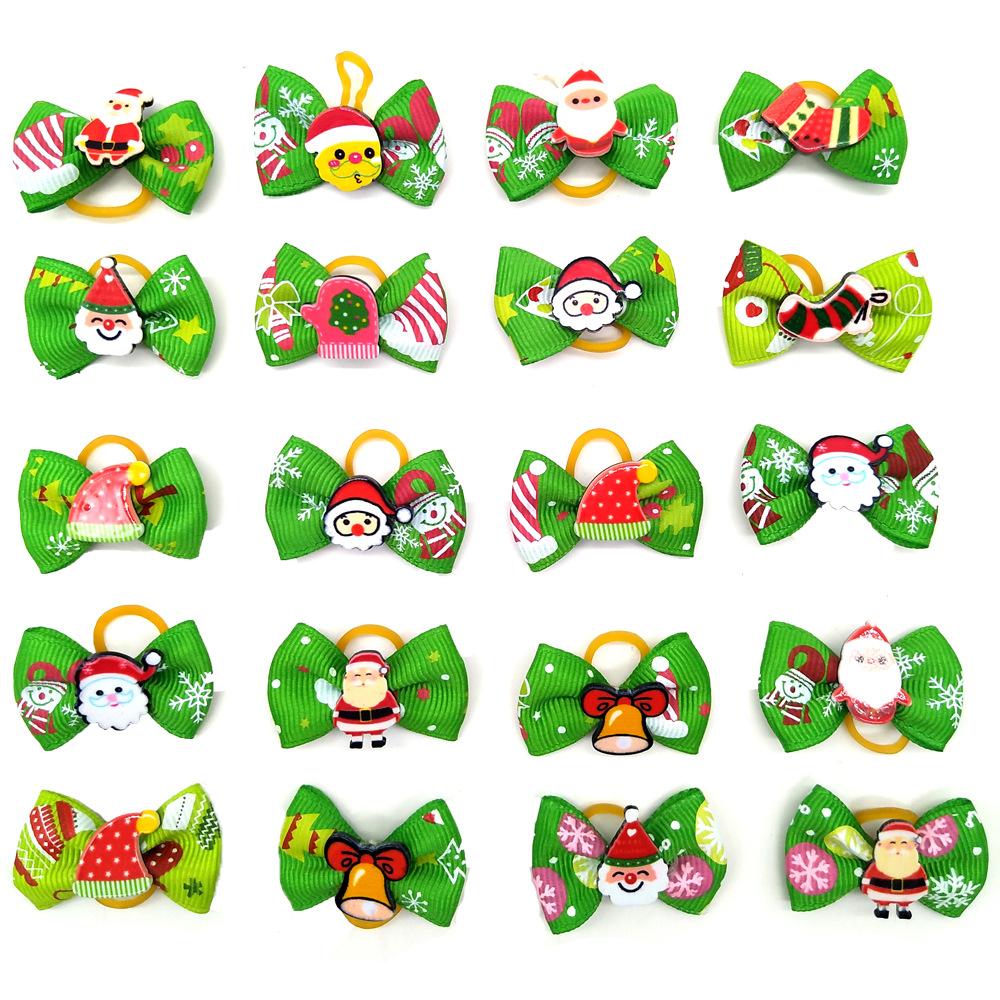 10/20/50 Piezas Lazos Navideños para Mascotas Accesorios para el Pelo de Perro Lazos para Perros para Fiesta Navideña Lazos para el Pelo para Perro Lazos de Aseo para Perro Pequeño Suministros para Mascotas