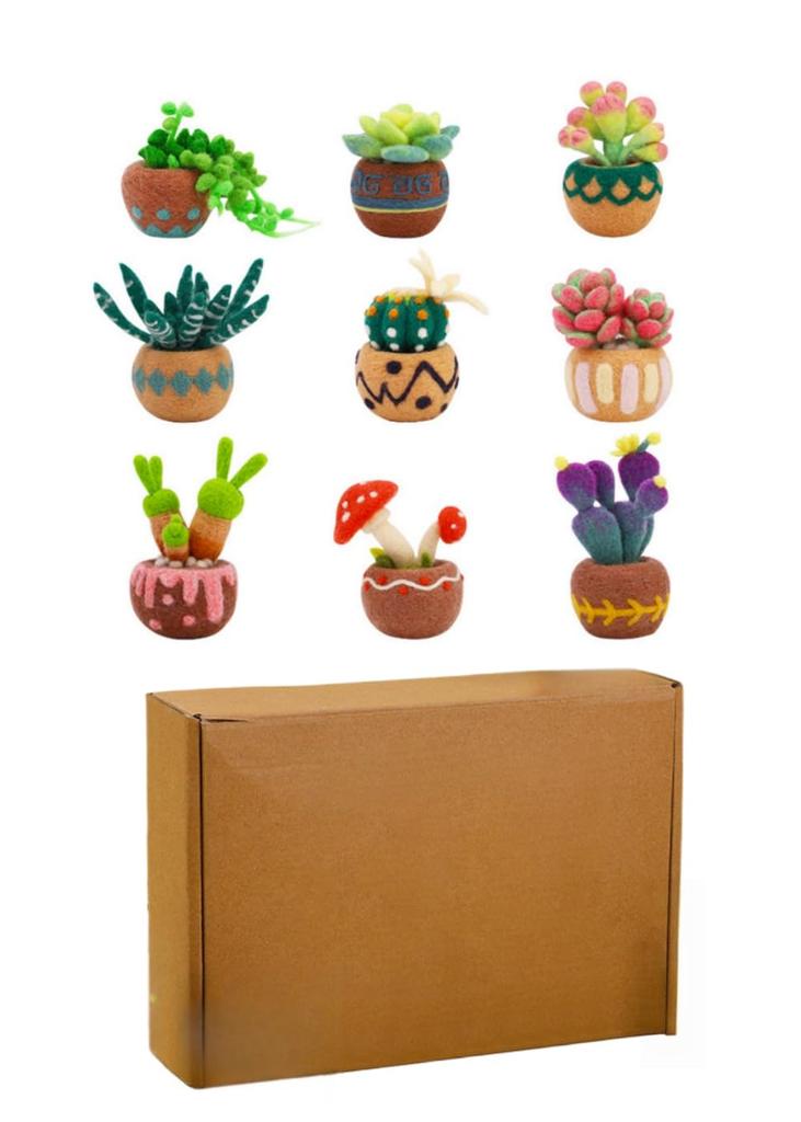 YFFSFDC Wool Felting Craft DIY Succulent Needle Felting 9-Piece Kit, Kit, Materials, Handmade, Beginner,