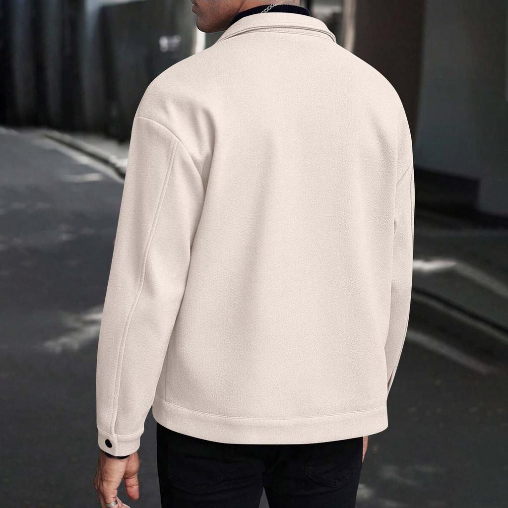 Herre Trendy Revers Ullkåpe Herre Ensfarget Casual Sport Business Jakke